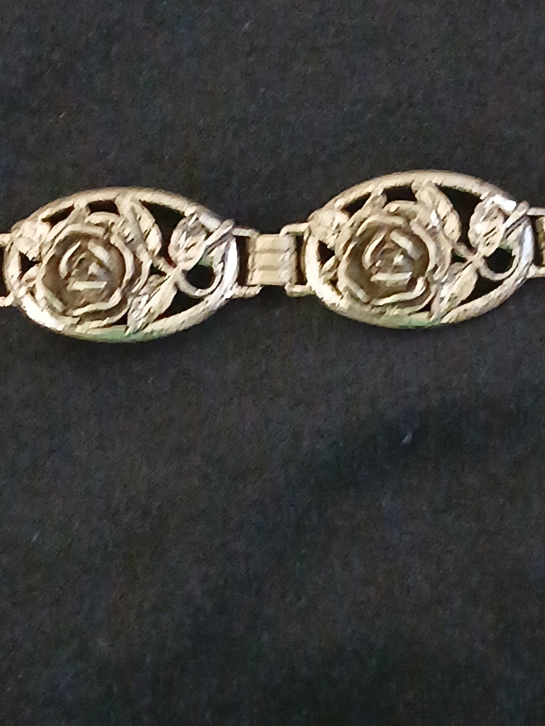 DANECRAFT Vintage Sterling Silver Floral Rose and Leaf Oval Link Bracelet RARE *