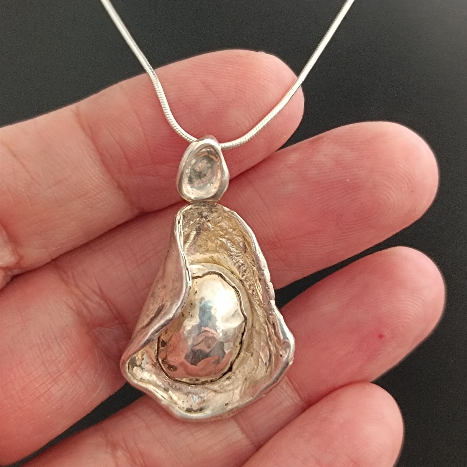 Modernist Sterling Silver Sculptural Pendant Necklace Abstract Freeform Art VTG