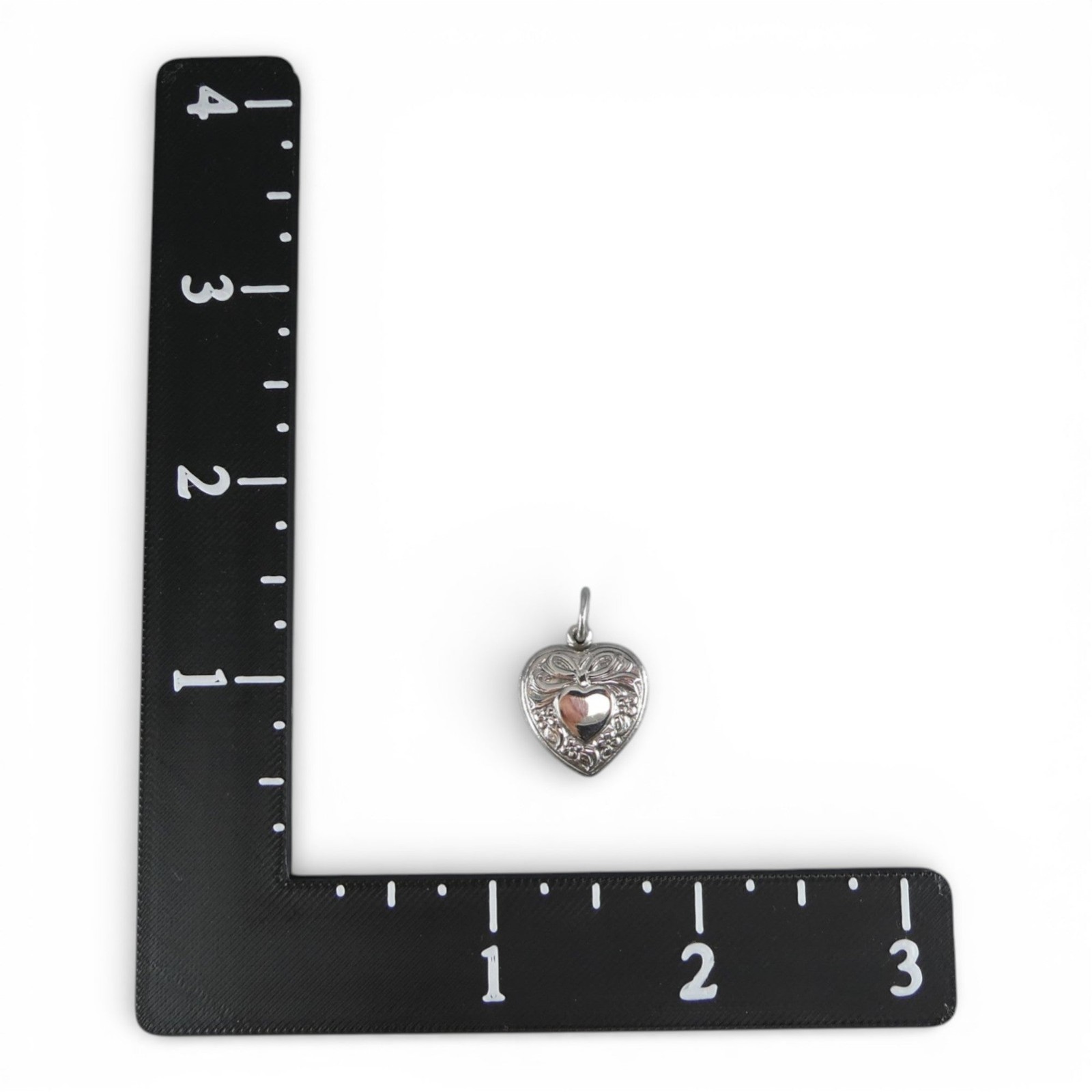 Sterling Silver BOW HEART For Bracelet NECKLACE PENDANT Vintage NEW Puffy CUTE!