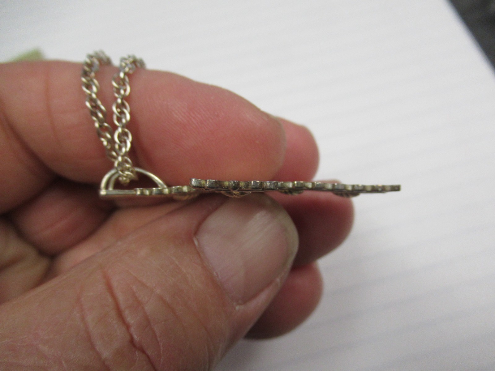 Vintage Sterling & 12K Black Hills Gold Cross Pendant & Sterling Necklace in Box