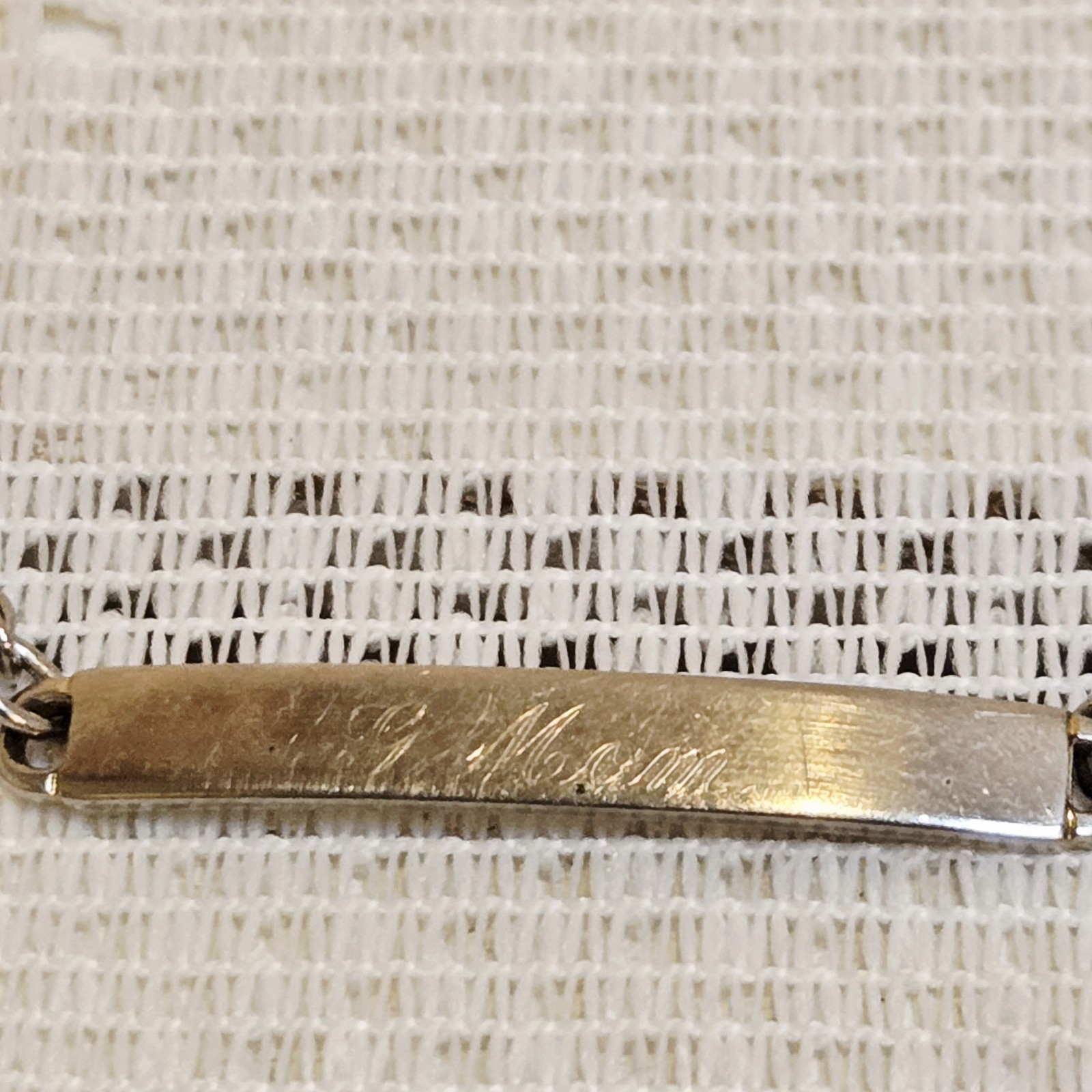 Vintage Speidel USA ID Bracelet Silver Tone Engraved Intials *READ DESCRIPTION*