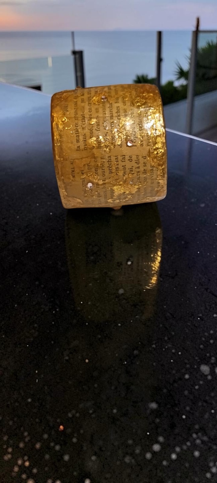 Rare Brigitte Ross Gold Hammered Literary Cuff Bracelet Alfred De Musset French