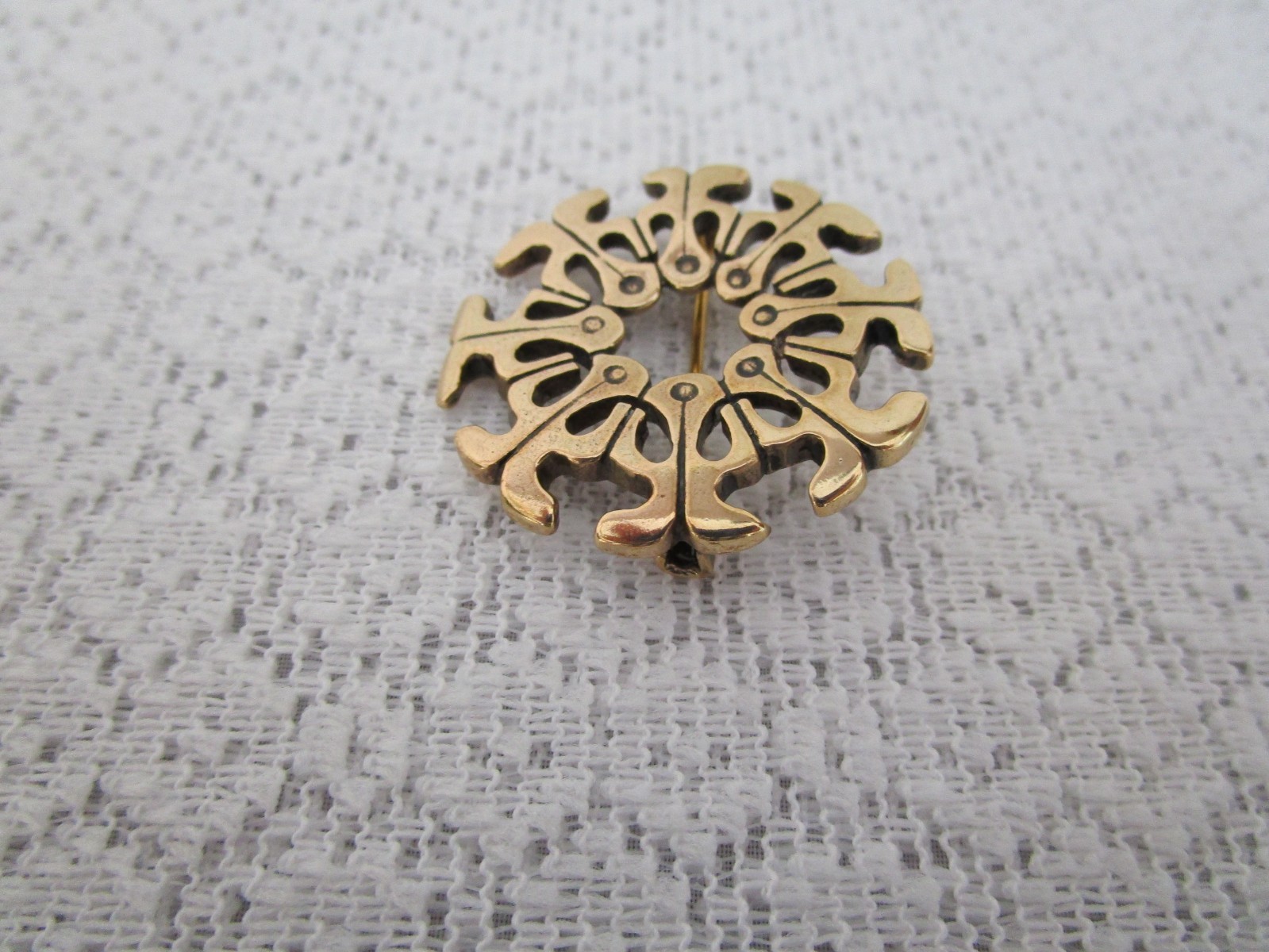 Vintage Antique ? Eivind Hillestad EH 1024 Brooch Pin Norway Gold Plated GC