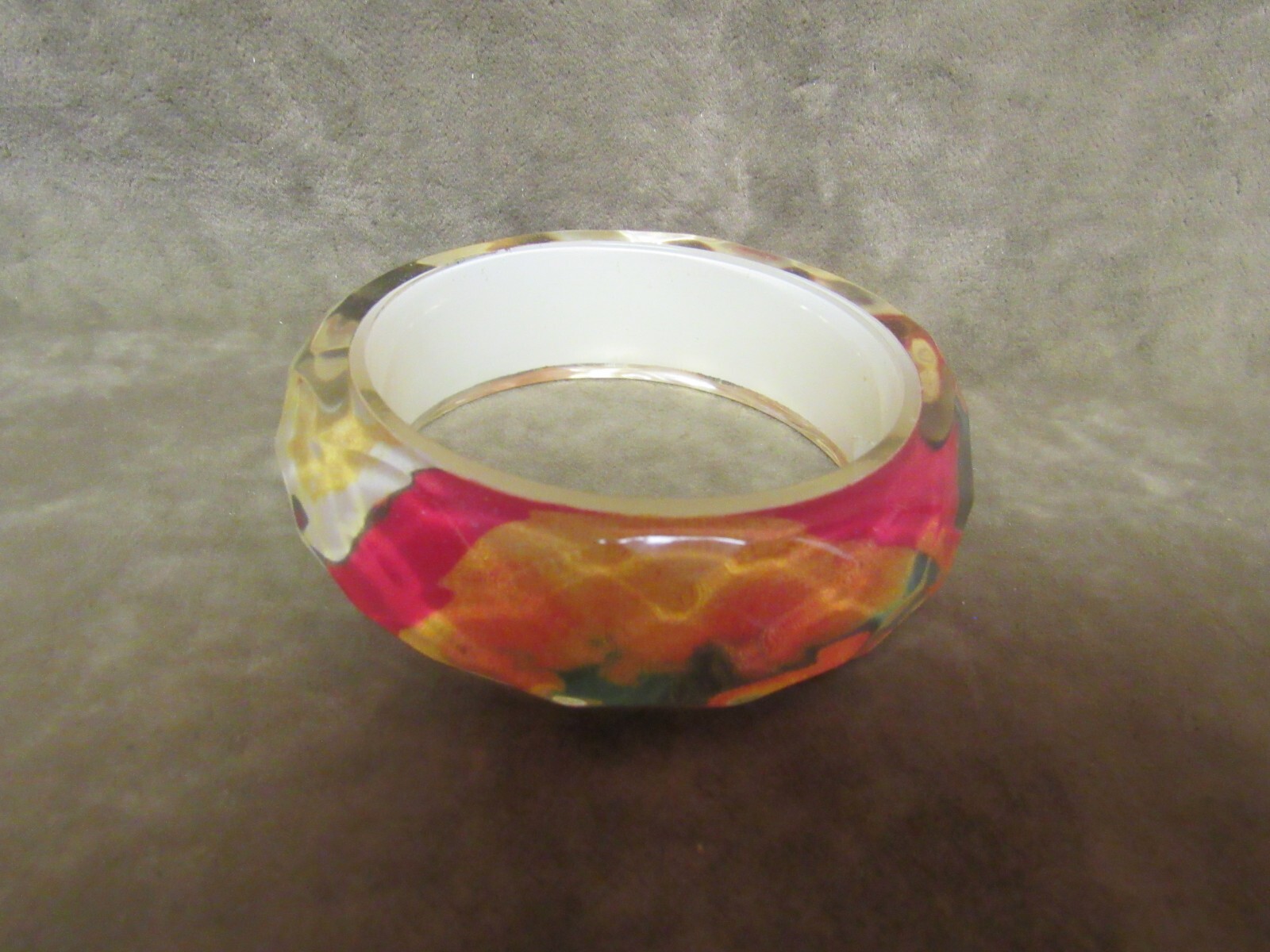 1990’s Colorful Faceted Transparent Plastic Surface Larger Bangle bracelet