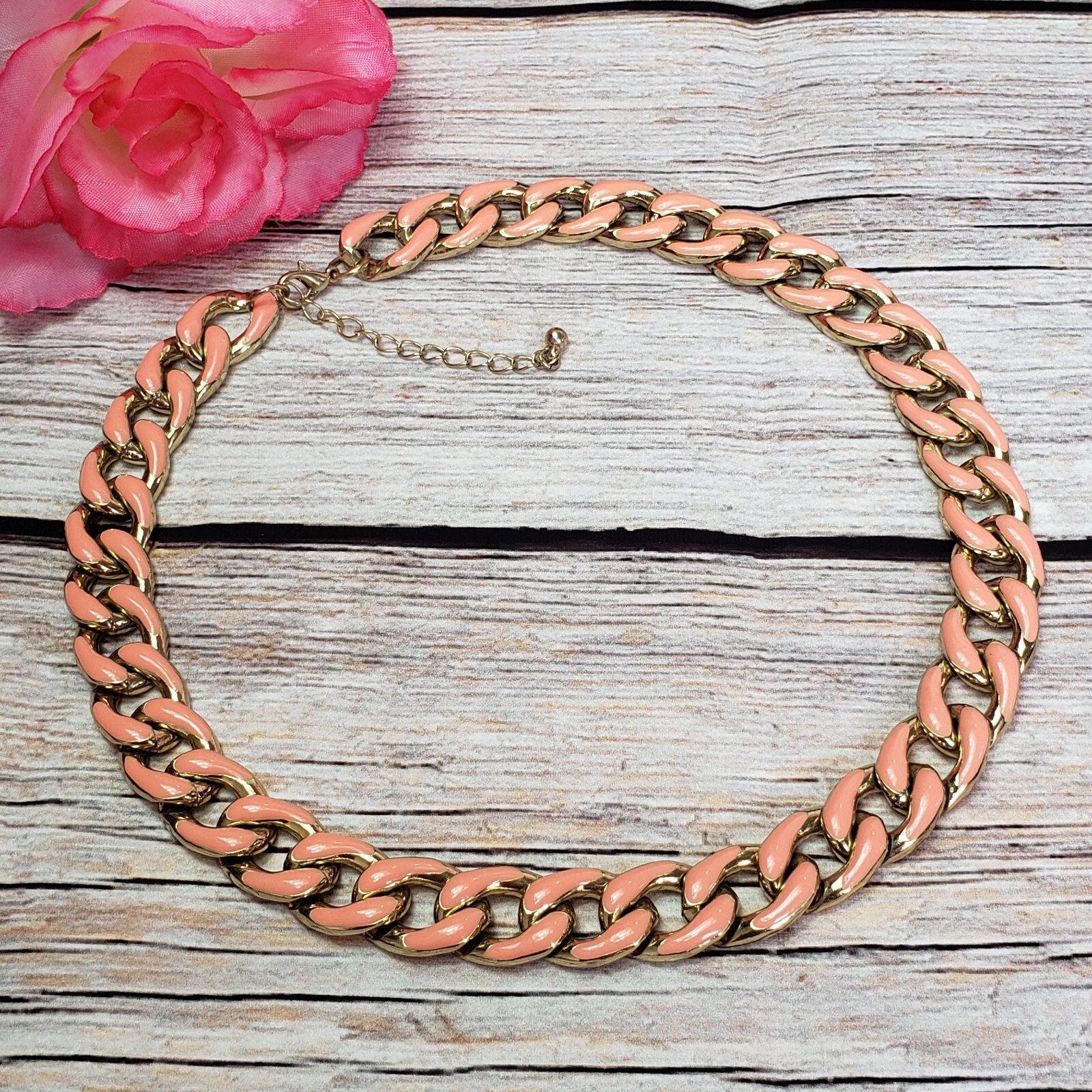 Trendy Large Enamel Cuban Link Chain Statement Necklace Chic Insta Collar