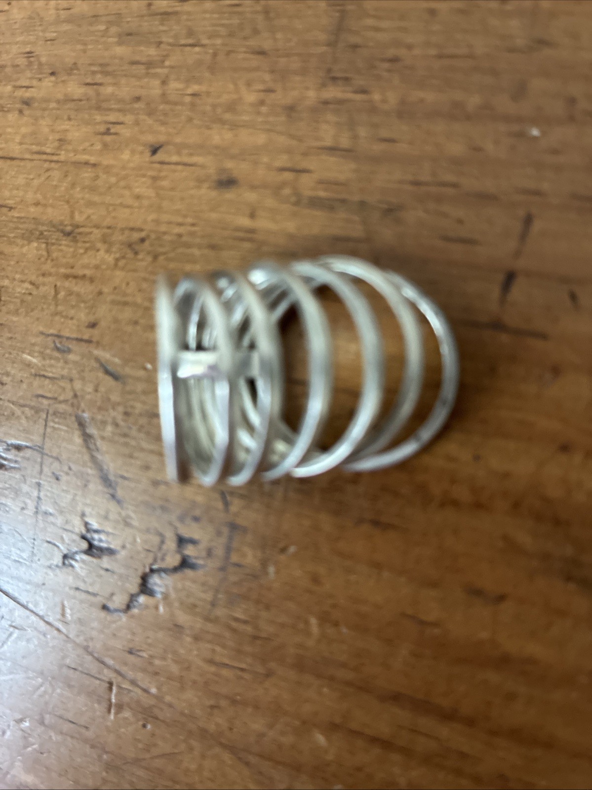 Vtg Sterling Silver Mexico 925 Stackable Ring 7 Layer Connected Size 6