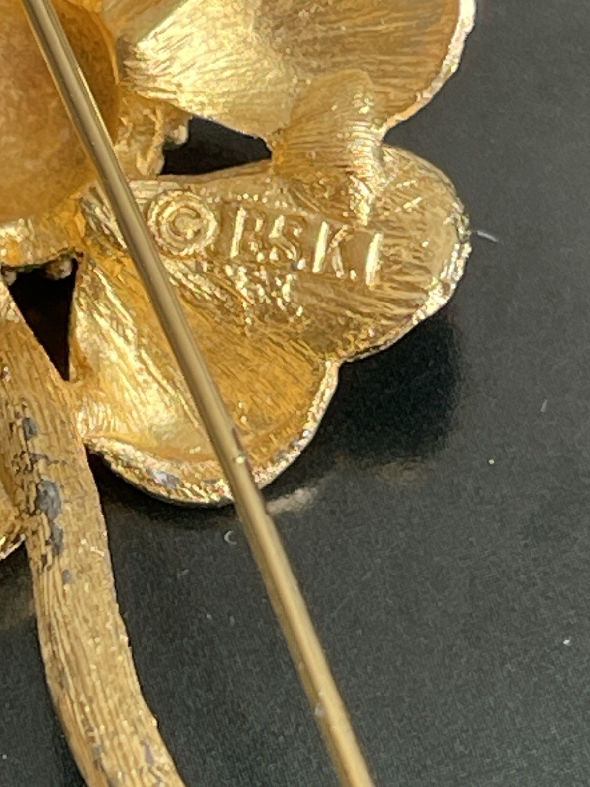 Vintage Signed BSK Rose Gold Tone Daisy Flower Brooch