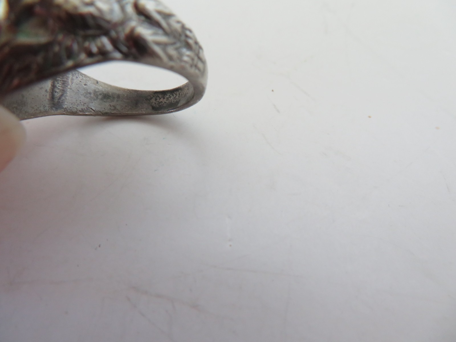Vtg US Army Eagle Emblem Crest Sterling Silver WW2 Signet Ring sz. 10 1/4 3/8OZ