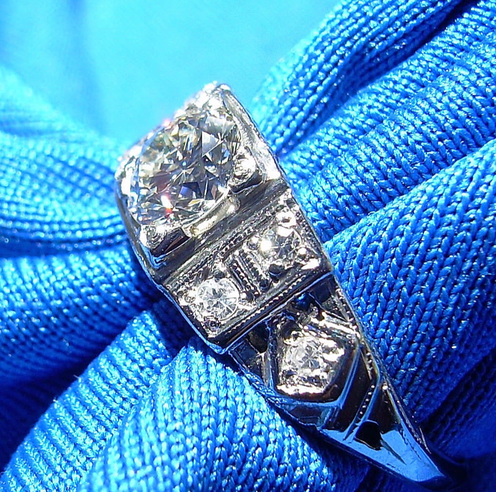 Original EARTH MINED DIAMOND Art Deco Engagement Ring Antique Platinum Solitaire