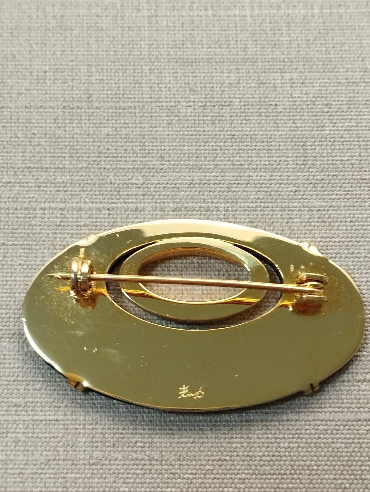 Late 20th century Higo Zogan Ginkgo Inlay Brooch Mitsusuke Japan Damascene Art