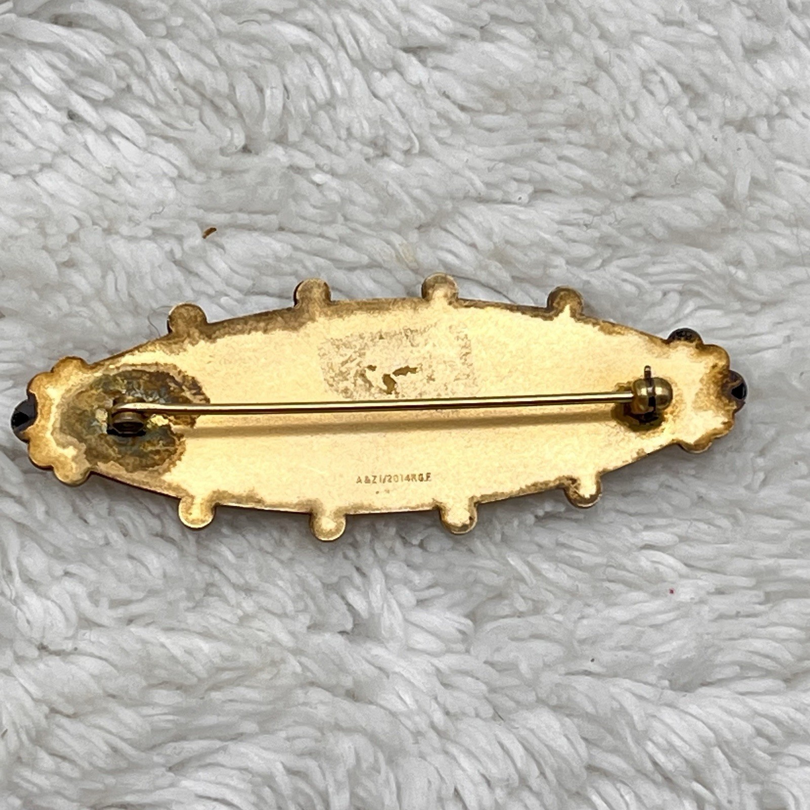 Vintage Gold Filled Brooch Engraved Victorian Revival Signed A & Z 1/20 14k GF