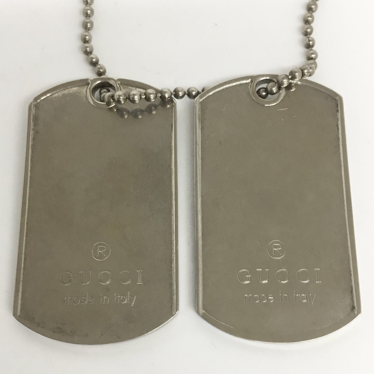 Auth GUCCI Excellent Condition Dog Tag Necklace Silver 925 Italy FS