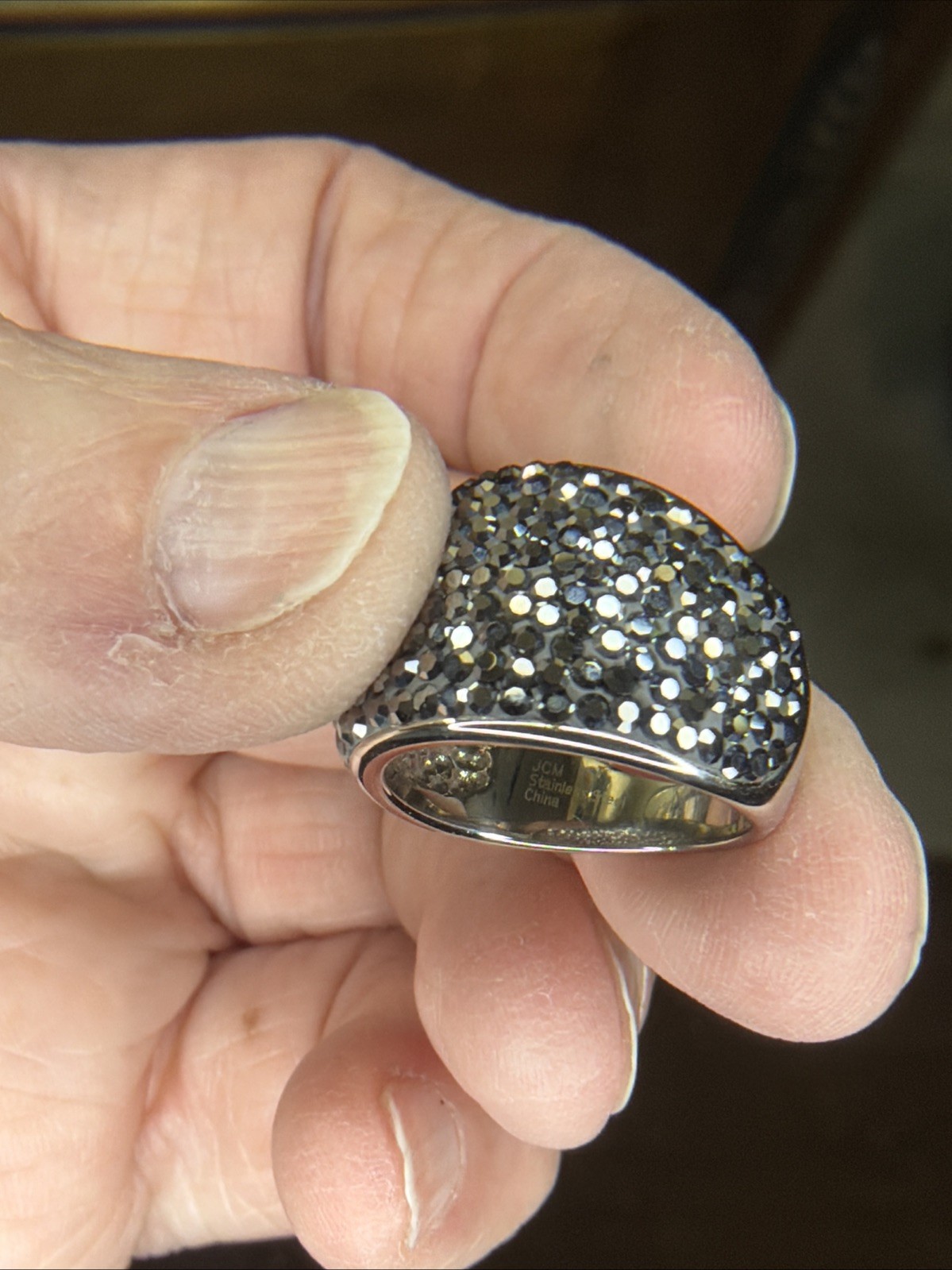 Stainless Steel – JCM JACMEL MAURITIUS gray Crystal Pave Cocktail Ring Size 6