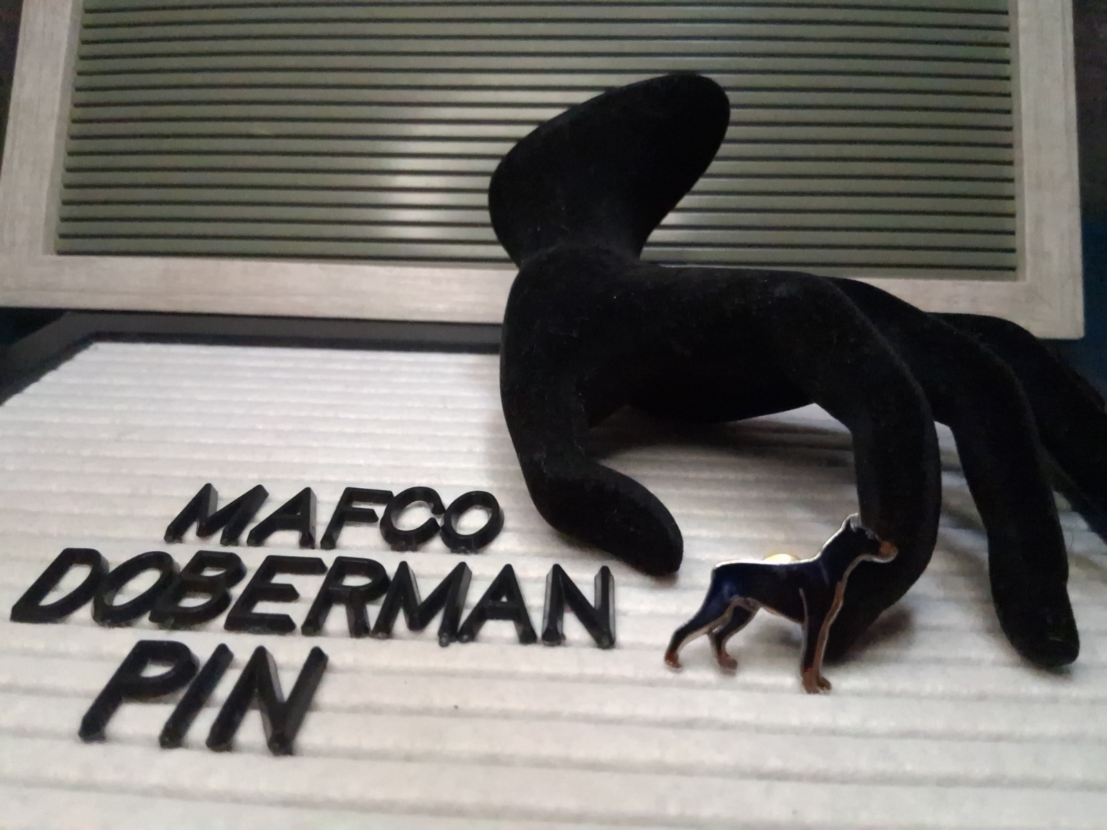 Vintage Mafco Collectible Dog Pin Doberman Brooch Silver Tone Blue Enamel Signed