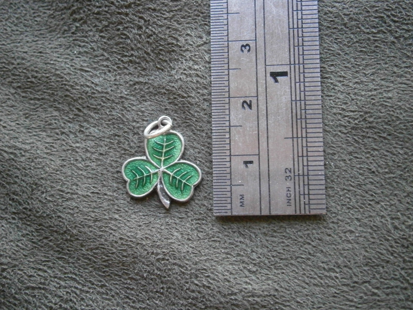 Small Lucky Irish Shamrock Vintage Sterling Silver Enamel Bracelet Charm Pendant