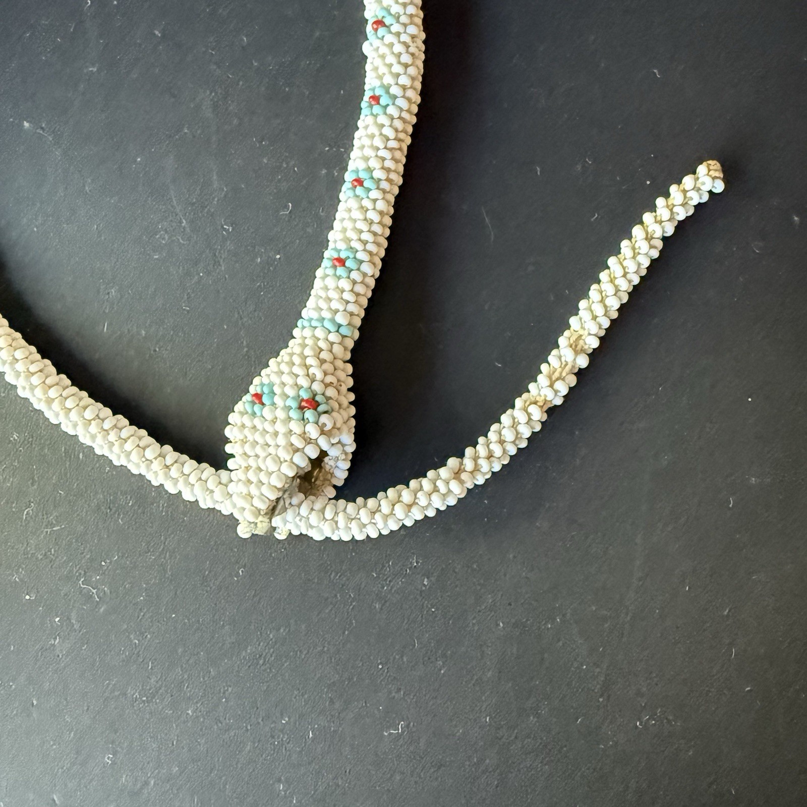 1920-30 Crochet Beaded Snake Necklace Metal Clamp Rare WWI Prisoner of War RARE