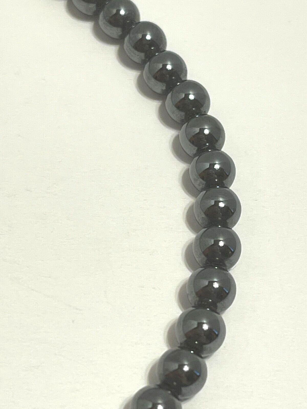 Vintage Estate Shiny Dark Grey Metal Ball Beaded Necklace 18″ Long