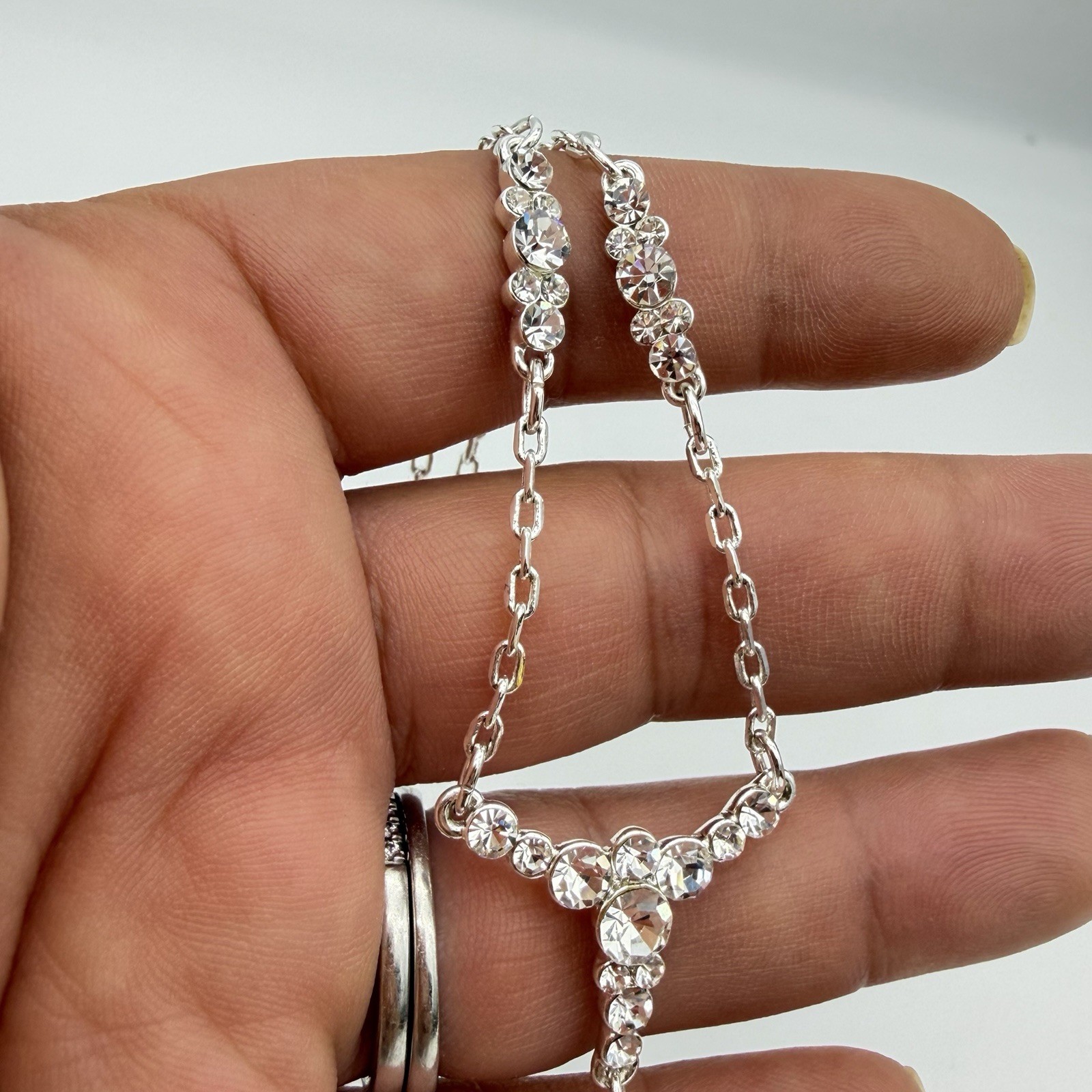 Vintage Signed Givenchy Crystal Necklace Y Drop Lavaliere