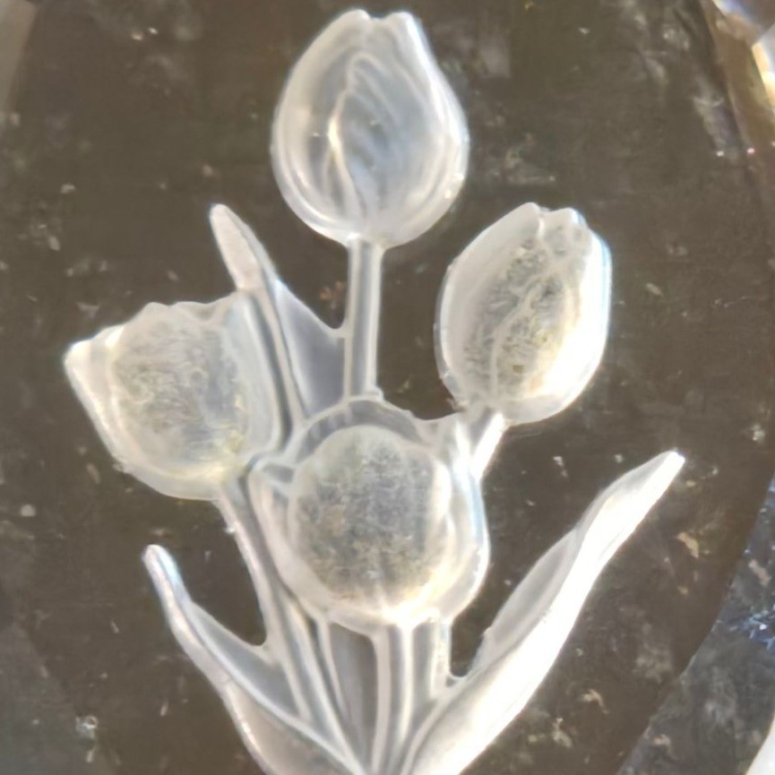 Vintage Intaglio Glass Tulip Pendant Faceted Crystal Floral Necklace Charm gift