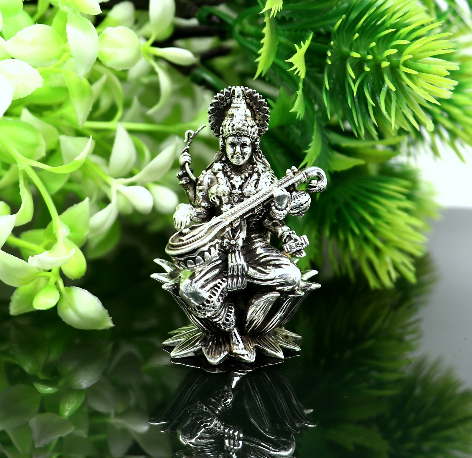 925 sterling silver Goddess Saraswati statue, figurine, puja article art121