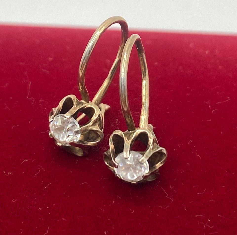 Vintage Rhombus Sterling Silver 925 Earring Gilt