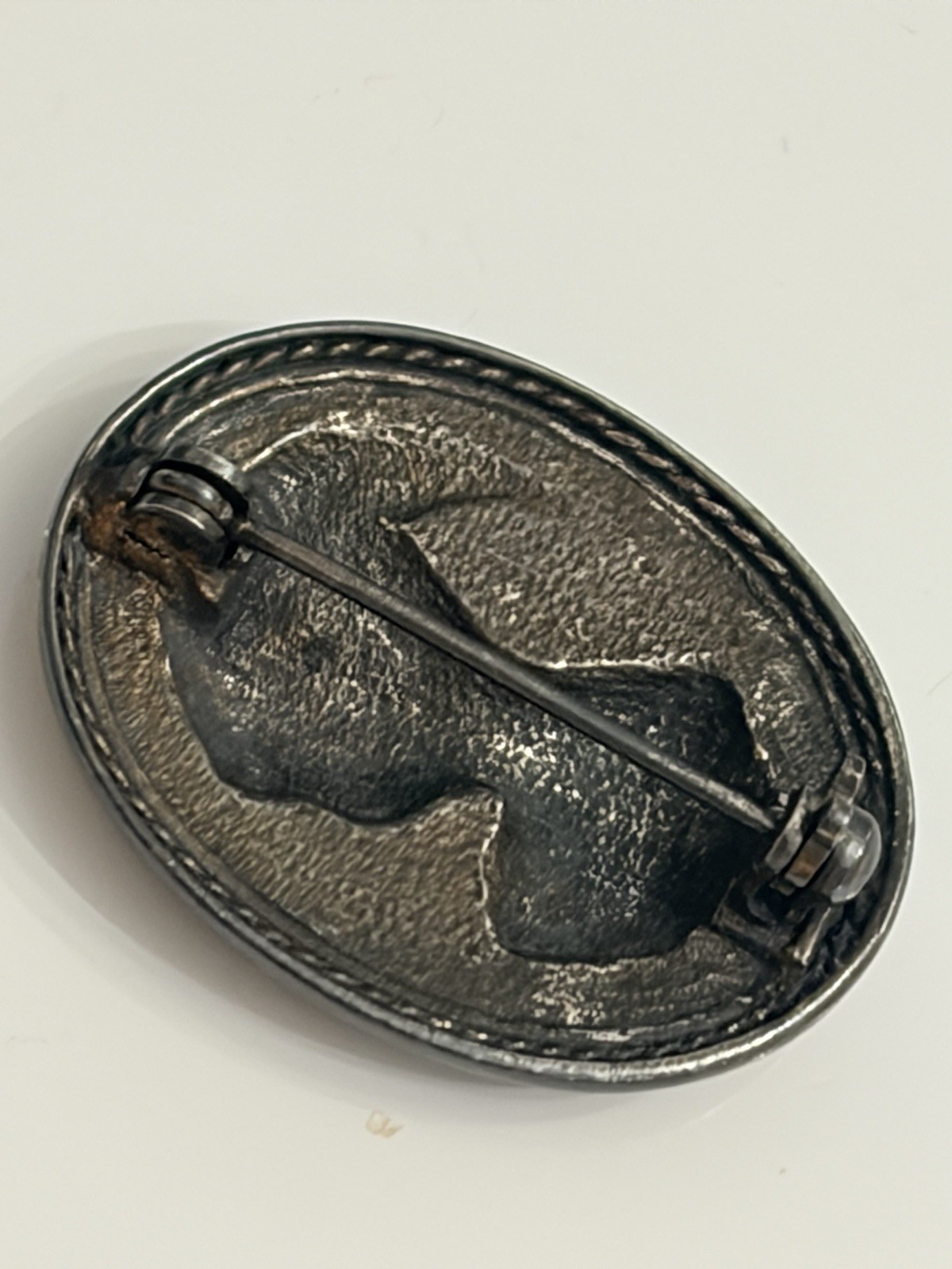 Vintage Bronze Color Brooch Pin Cameo Style Woman Profile Oval Pin