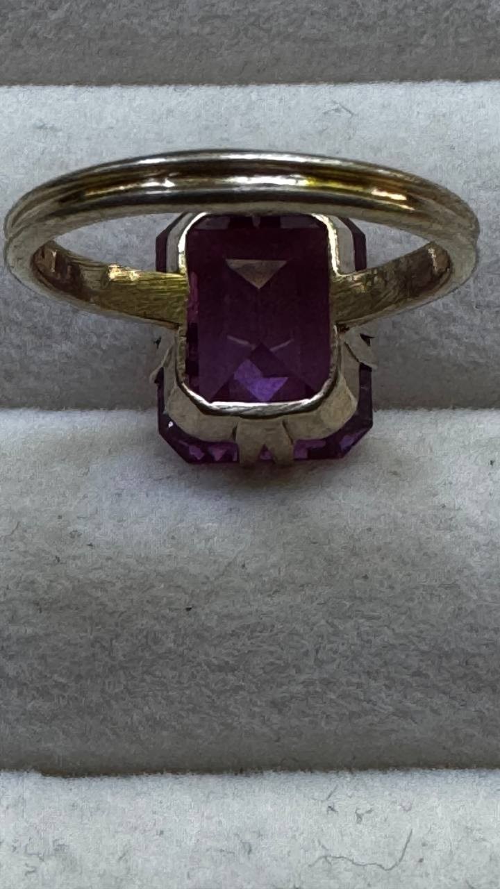 Vintage USSR Soviet 875 Sterling Silver Ring with Sapphire for Women 5.5