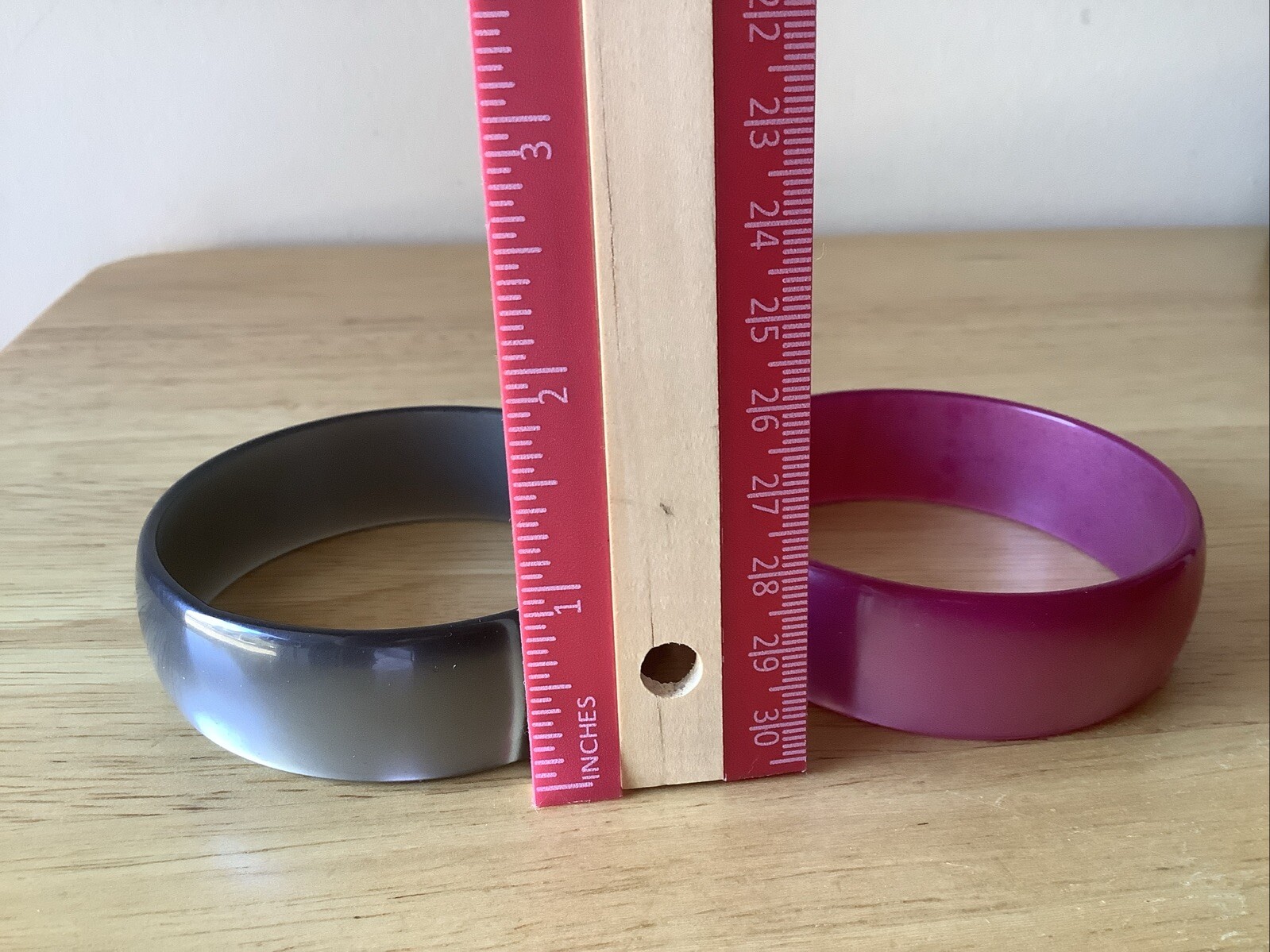 Vintage Moonglow Bangle Bracelets 2 Purple Grey Thermoset Glows Low Profile