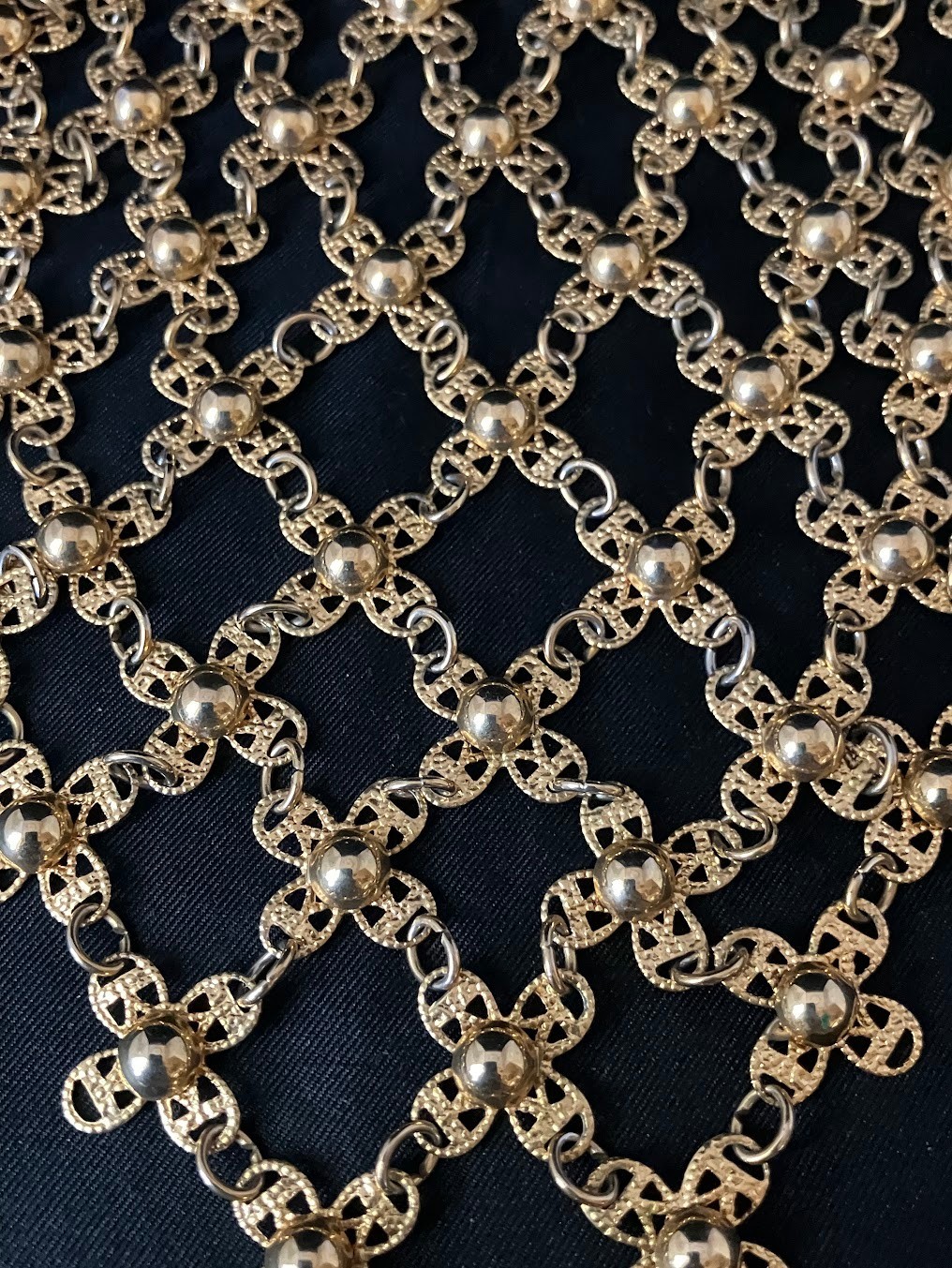 Vintage Flower Bib Necklace Ornate Adjustable Handkerchief Cascade Choker READ