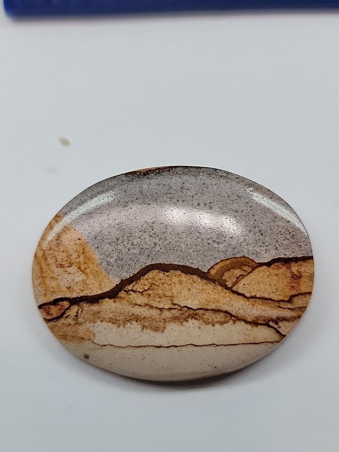 African Picture Jasper Cabochon Brooch Pin