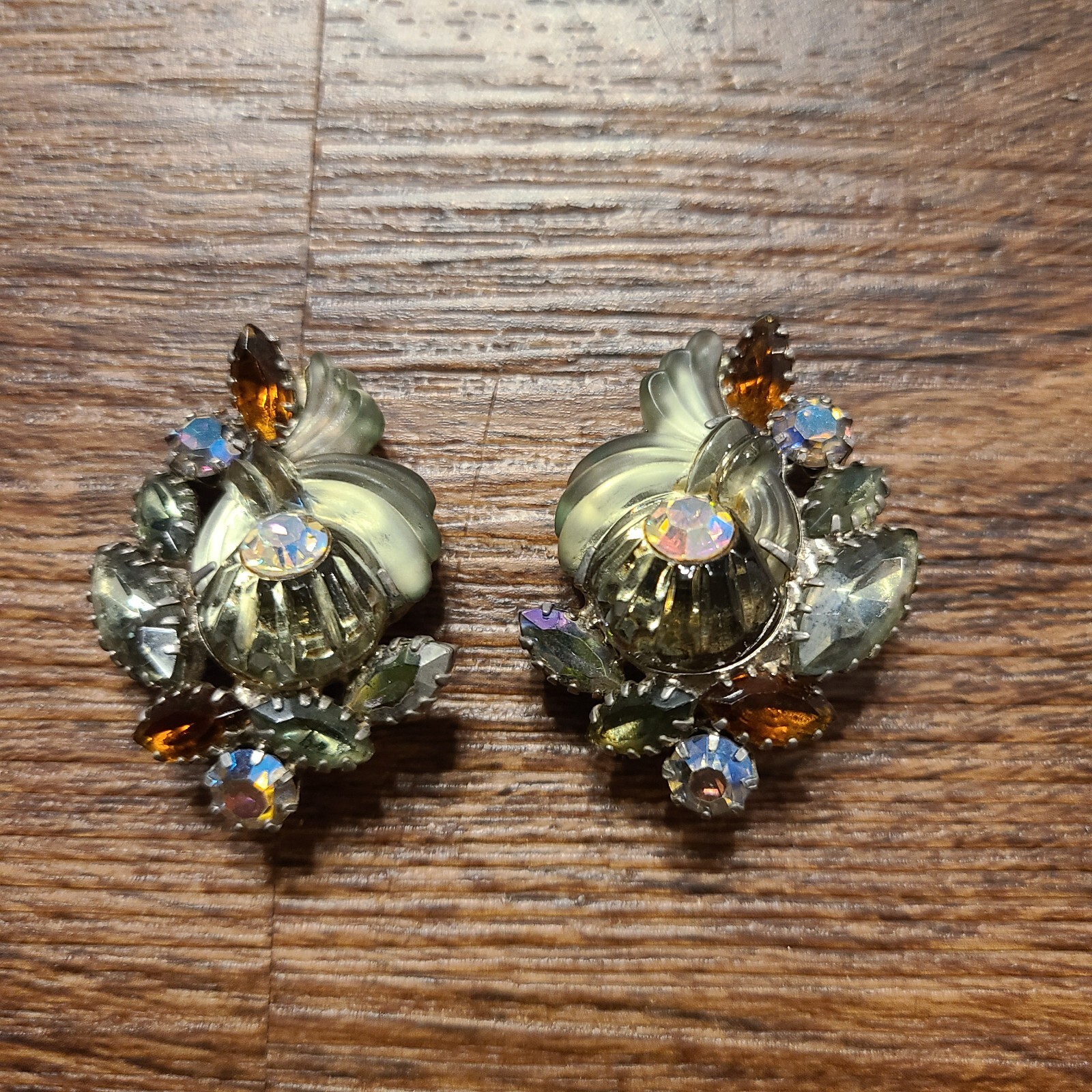 Vintage Edlee Signed Rhinestones Clip On Earrings