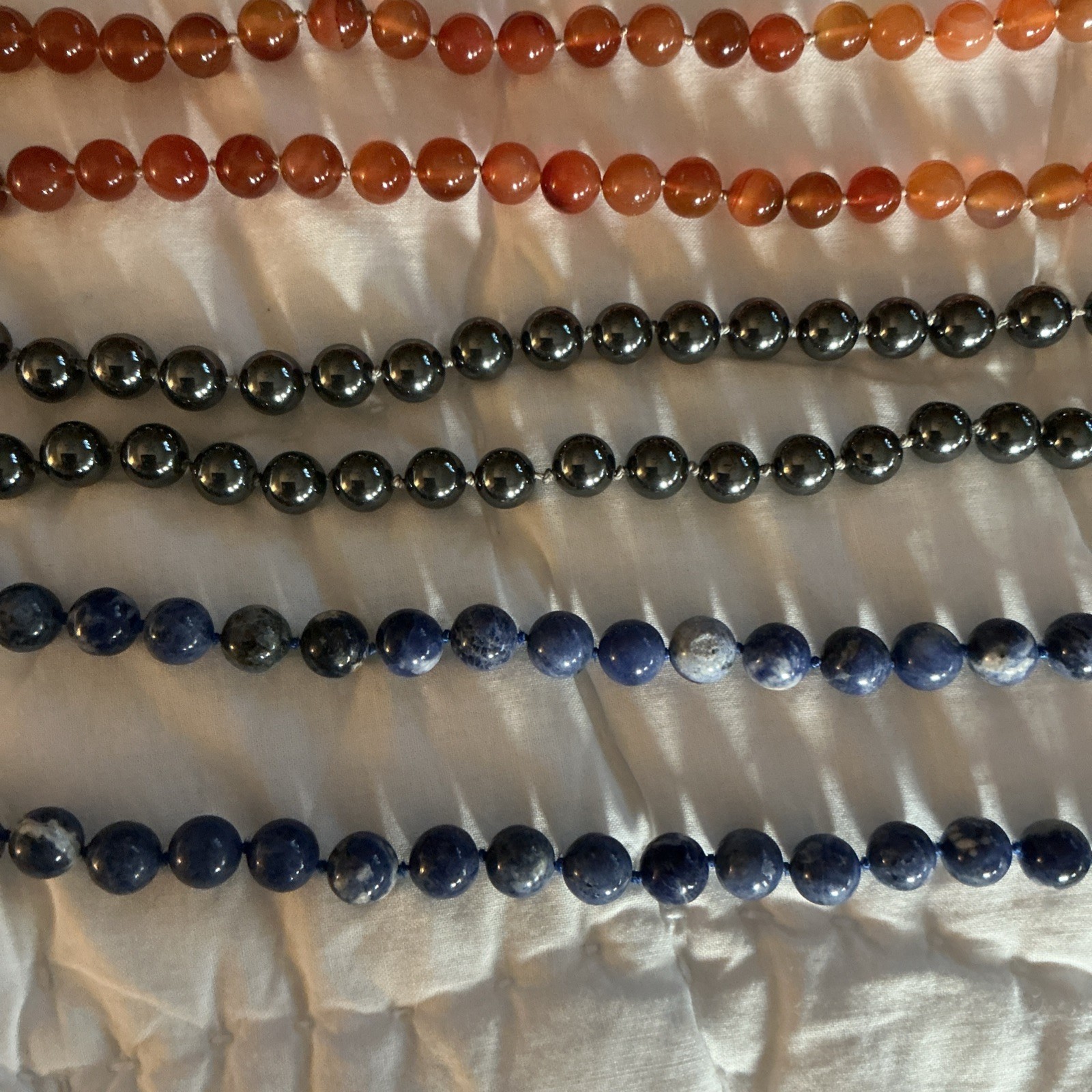 Nice Antique Amsterdam Sauer necklaces ~ Orange, Blue, & Black (20″ each)