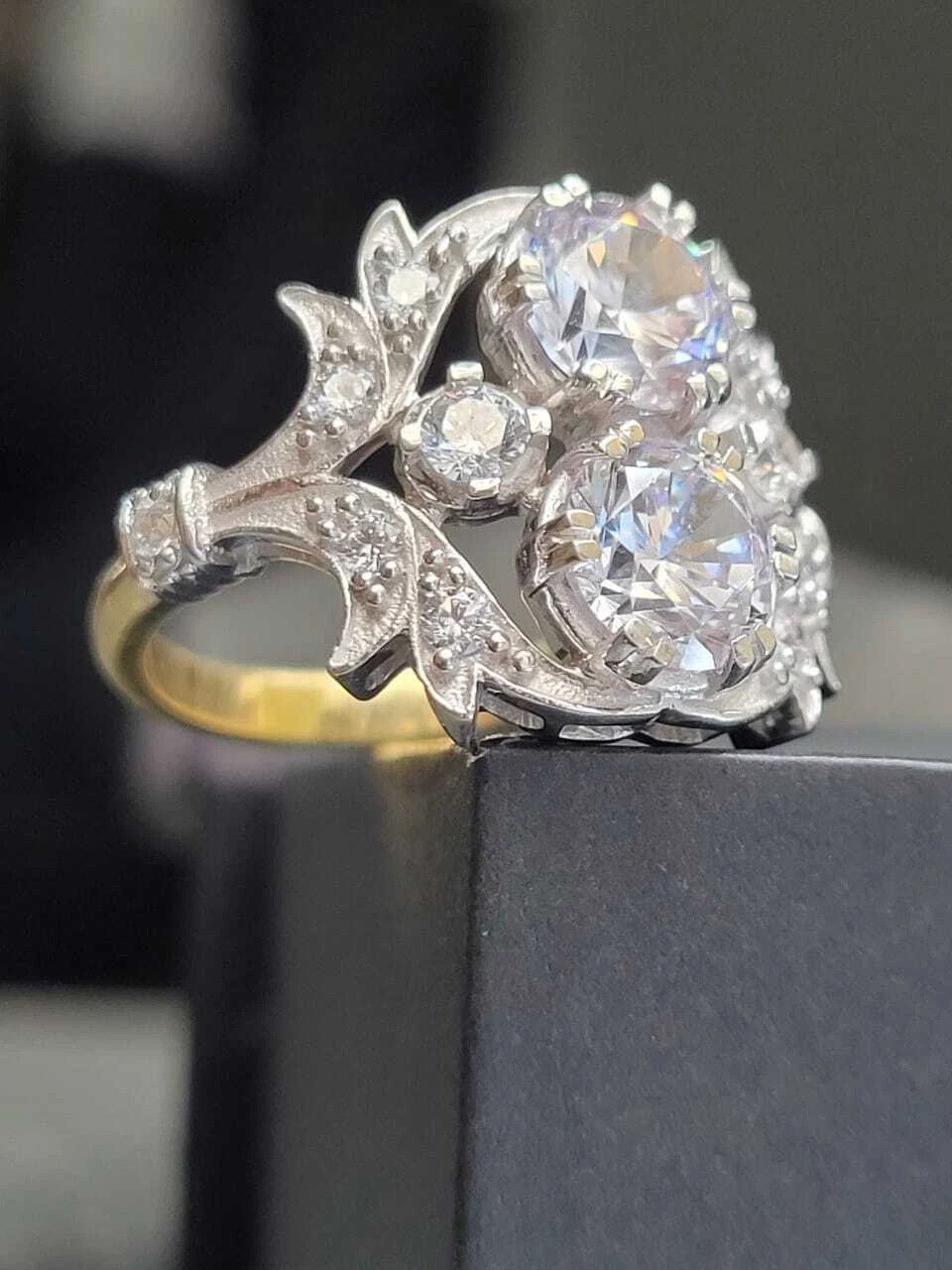 Art Deco Style 2.5Ct Round Cut Lab Created Diamond 925 Silver Engagement Ring