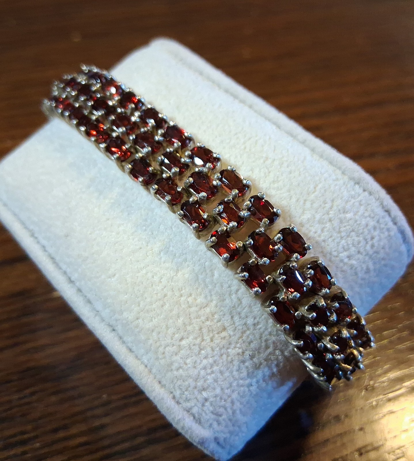 Vintage 1990s Sterling Garnet CZ Tennis Bracelet 37grams See Pics/Description