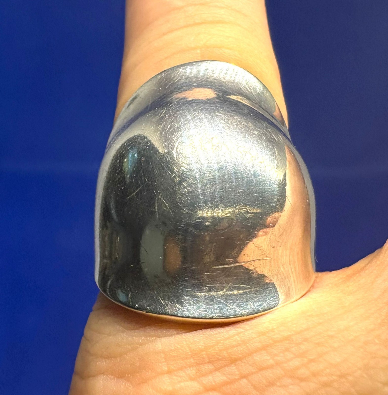 Y70 Turtle Shield Modernist 10.84g 1970 Vintage 925 Sterling Silver Ring Size 7