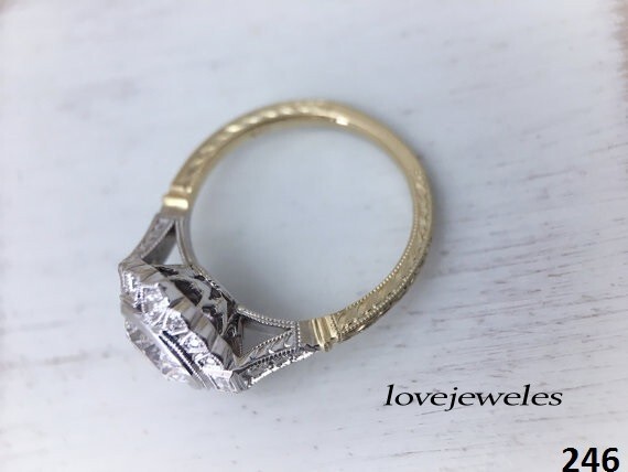 2.75CT Lab-Created Round Cut Diamond Vintage Art Deco Ring 14K 2-Tone Gold Over