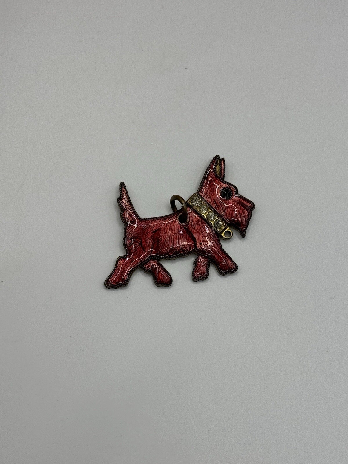 Vintage Antique 1930s Enamel Scotty Dog Tag Pendant Charm Jewelry Collectible **