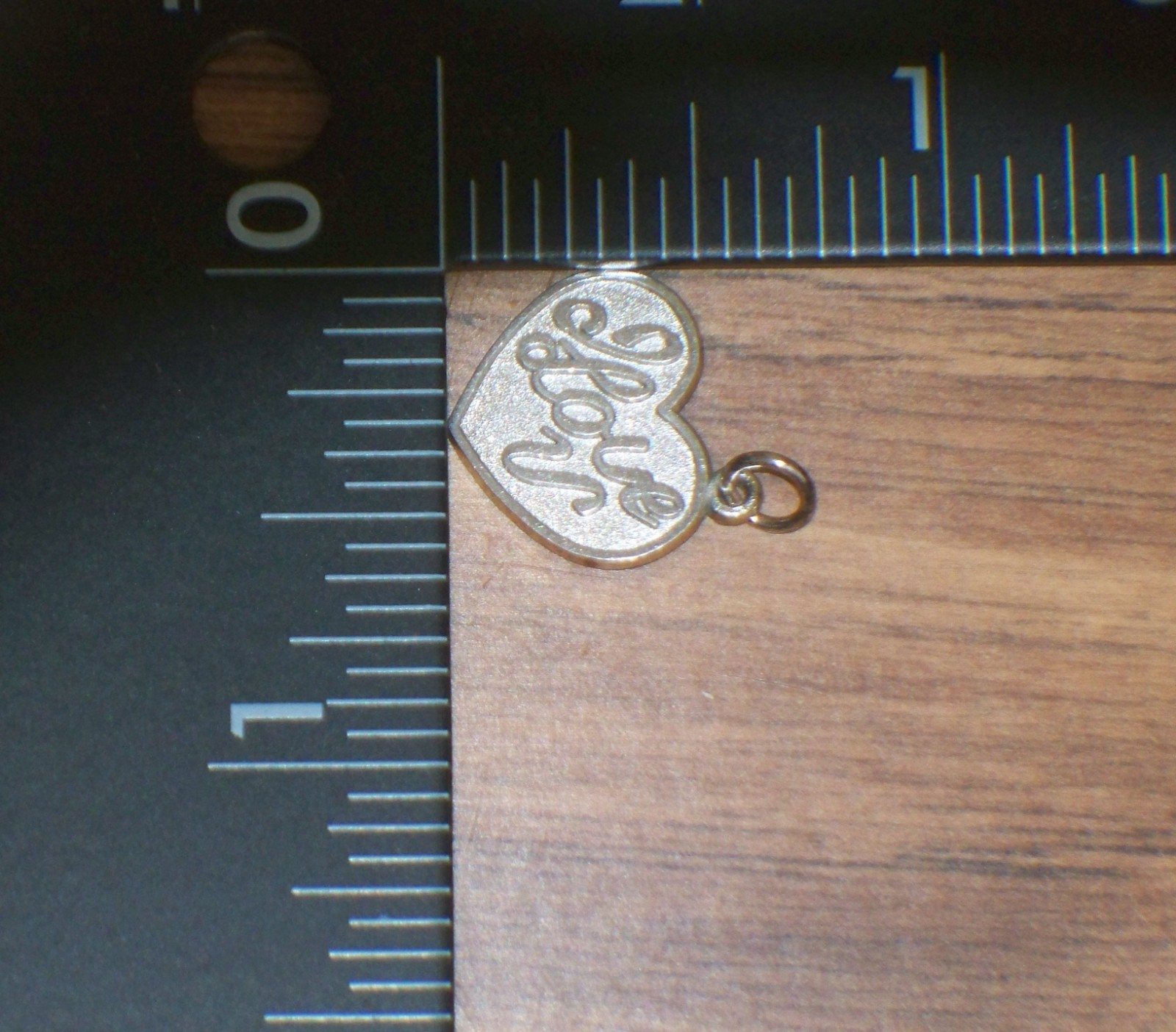 Vintage Heart Shape STERLING Silver I LOVE U YOU Charm Pendant Textured finish