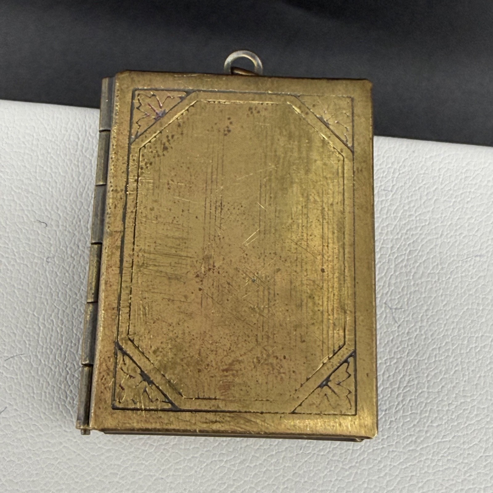 Vintage Locket Pendant Rectangle Book Gold Tone Photo