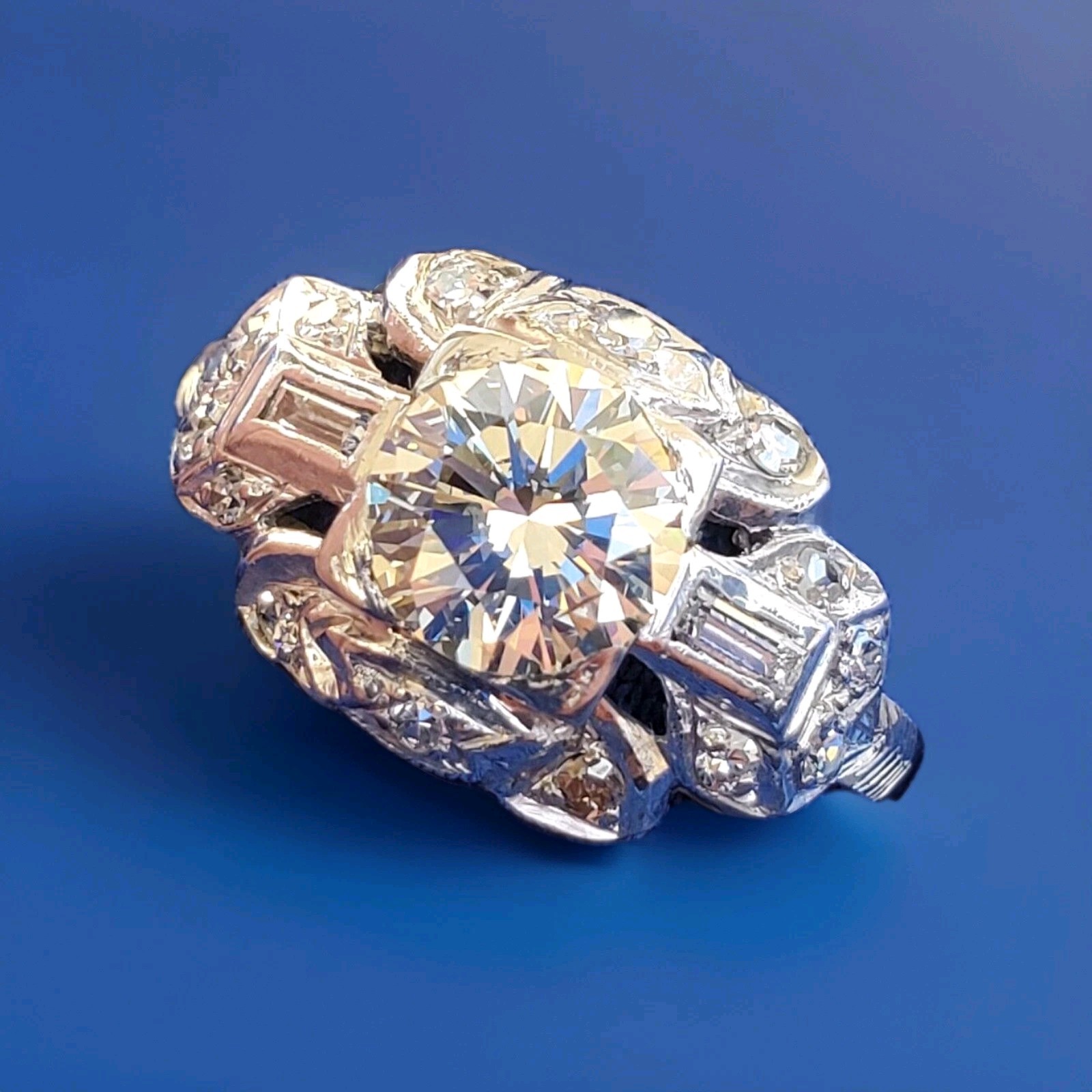 Original EARTH MINED DIAMOND Art Deco Engagement Ring Vintage PLATINUM Solitaire