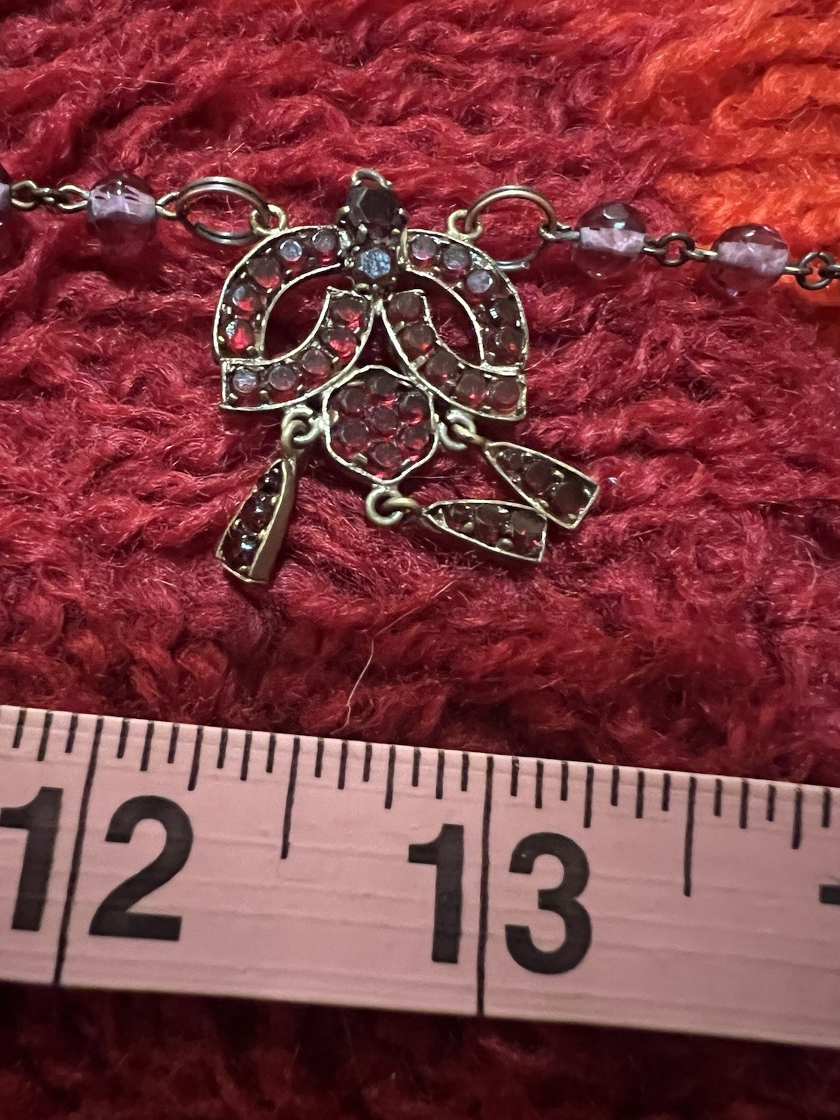 Antique Victorian Bohemian Czech Garnet Amethyst Necklace Signed *AS IS see pics