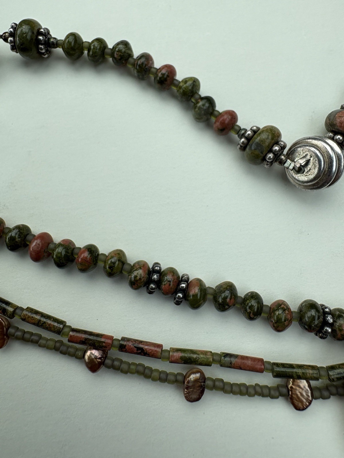 Vintage SeaShell Pattern Handmade Jewelry Ceramic Art Necklace Diane Wilson Folk