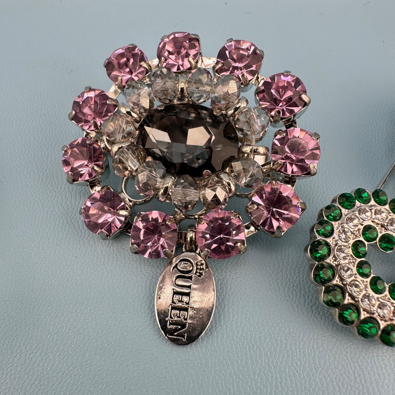 Rhinestone Brooch Pin Lot Modern Vintage NOS Letter S Queen Flower by Pilgrim