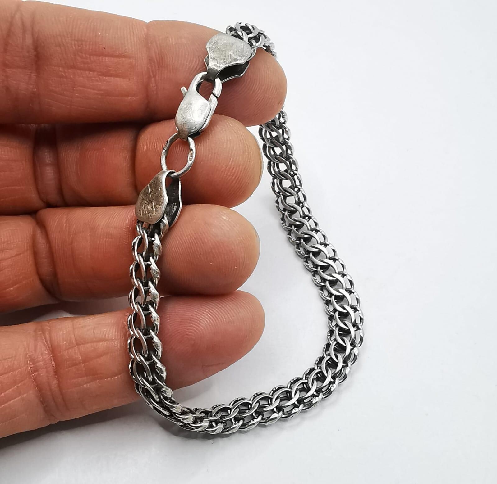 Vintage Bracelet 8.46″ Sterling Silver 925 Handmade 14.75g Unisex Adult