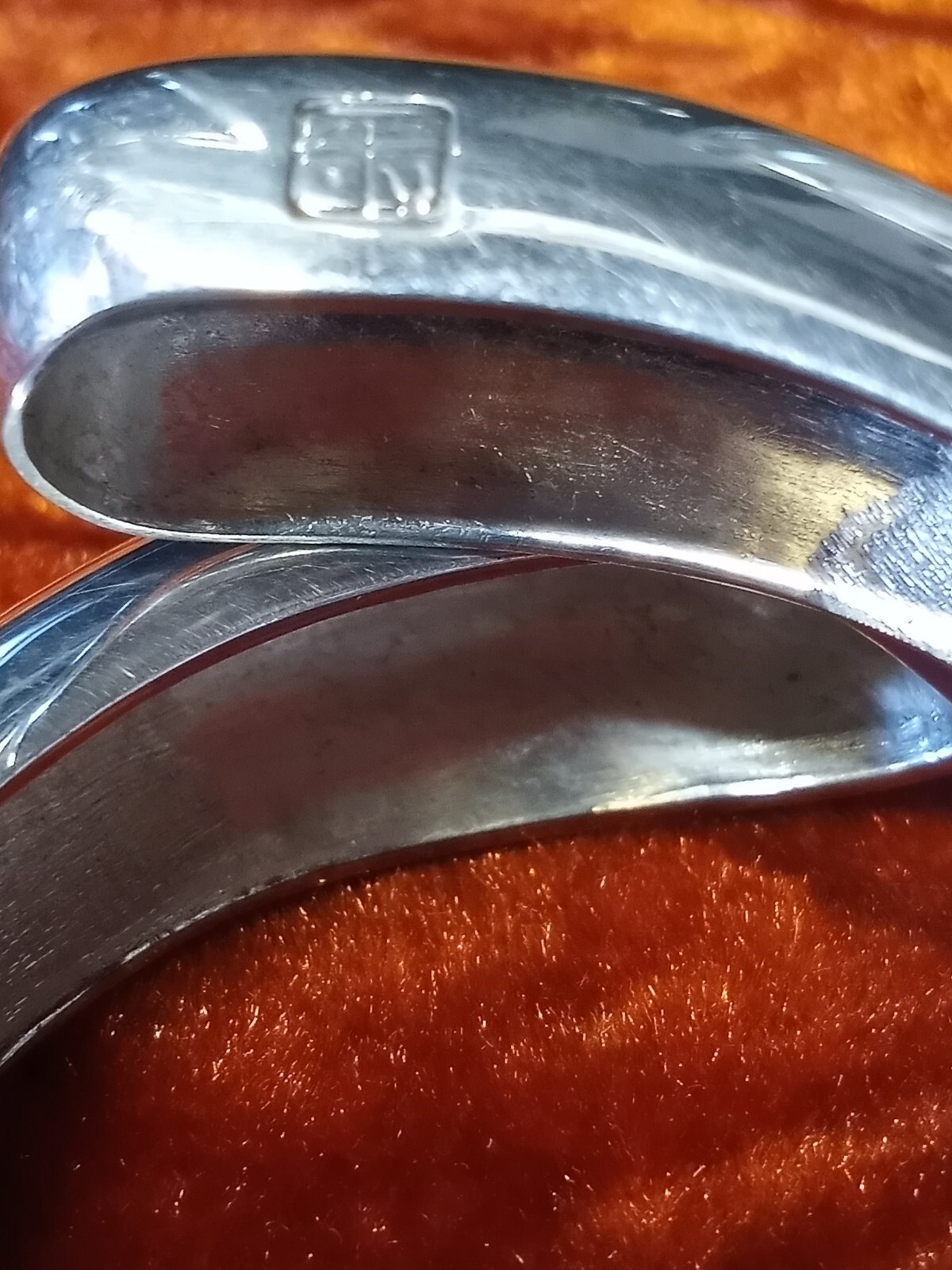 Rare Vintage Designer Hinge Cuff Bracelet Silver Metal Signed Modern Stamp