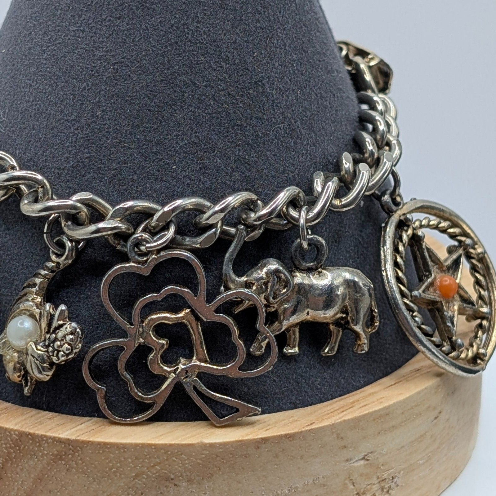 Vintage Charm Bracelet Lucky Charm Travel 7.25″