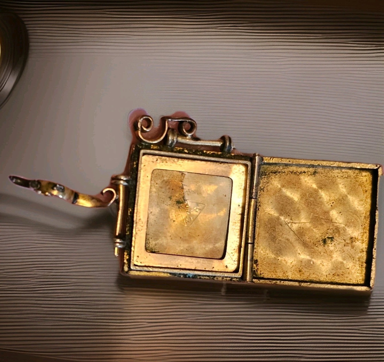 Necklace Locket Victorian Square Engraved 100 Years Old Gold Filled Vintage
