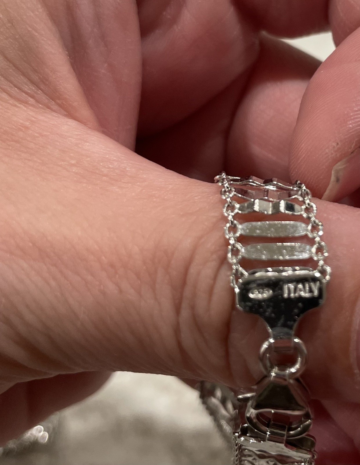 VINTAGE, DELICATE SPARKLY LINK BRACELET/NECKLACE SET ~Sterling 925, Italy