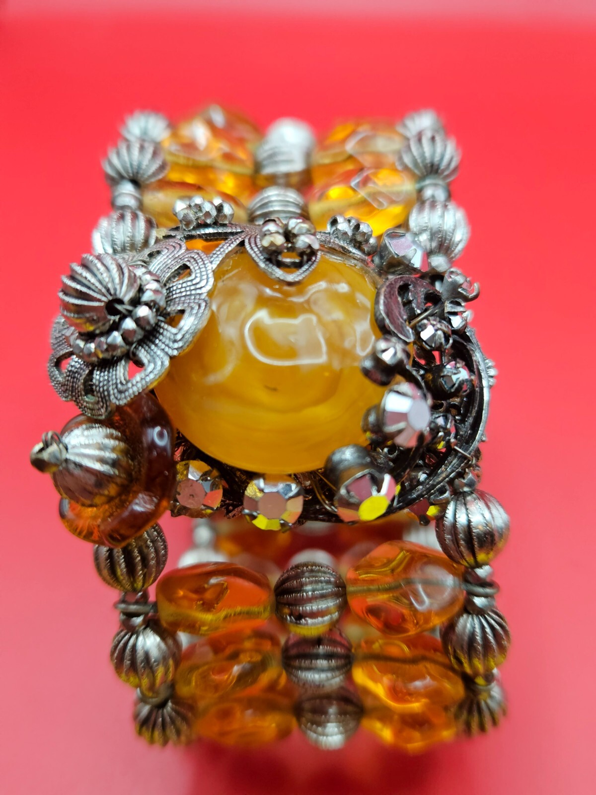 MIRIAM HASKELL Signed Multi Strand Quartz Crystal WRAP Beaded Vintage BRACELET