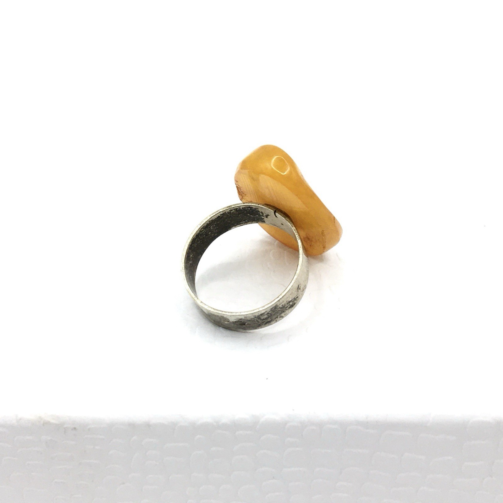 Vintage Sterling Silver 925 TttttEgg Yolk Amber Color Ring Estate Jewelry READ
